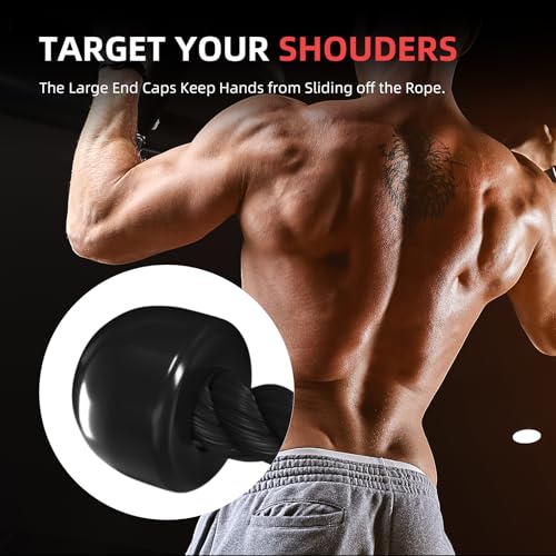 Tricep Rope Cable Attachment- 36 Inch Heavy Duty Tricep Rope for Cable Machine,Gym Rope Attachment for Tricep Pushdowns & Face Pulls,Durable Nylon Cable Rope Attachments for Home Gym & Commercial Use — view 3