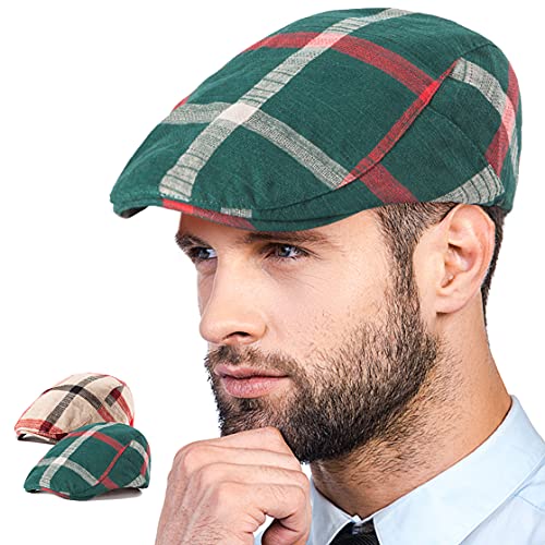 Image of LADYBRO 2-Pack Unisex Flat Cap Newsboy Hats for Men Women Casual Adjustable