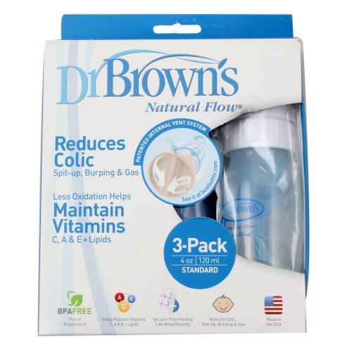 Dr. Brown's Natural Flow BPA Free Polypropylene Bottles, 4 oz 3 e...