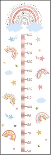 Miniatura 4 de Cartoon Rainbow Themed Growth Chart Wall Sticker for Kids Adhesive Child Height Measurement Ruler Wall Decal Set Kids Growth Chart