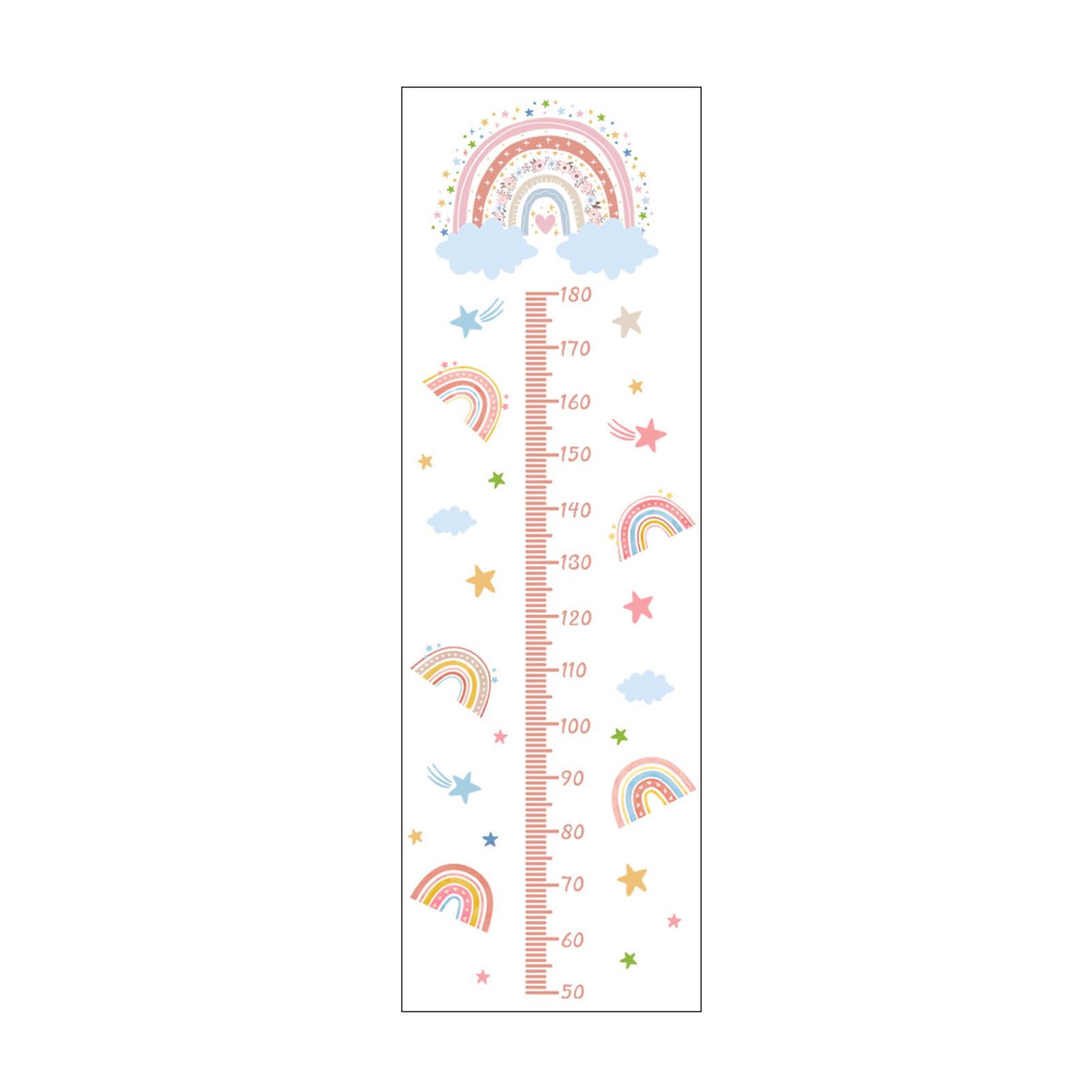 Fahoujs Kids Growth Chart Wall Sticker Nursery Cartoon Rainbow Height Measurement Ruler Wall Decal For Child's Room Decoration