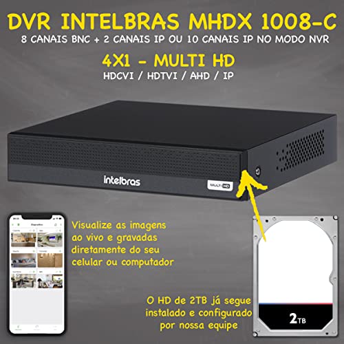 Kit Cftv 8 Cameras Full Hd VHL 1220 Dvr Intelbras 1008-C 2TB
