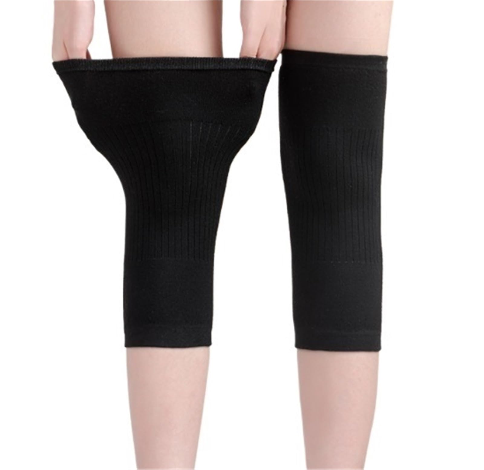Kniebandage Knieschützer Unisex-Knieschützer, Warme Und Atmungsaktive Knieschützer, Geeignet for Skifahren, Tanzen Und Laufen Knieschoner Arbeiten(Black-Short,L)
