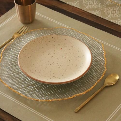 Image of THE YARD HOUSE Placemats - Reversible & Wipeable Cotton Placemats (Dholpur Beige, Set of 4)