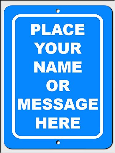 BA IMAGE Personalized Custom Blue 011 Aluminum Metal Sign with Your Name! (Vertical, 9x12 Blue w/White)