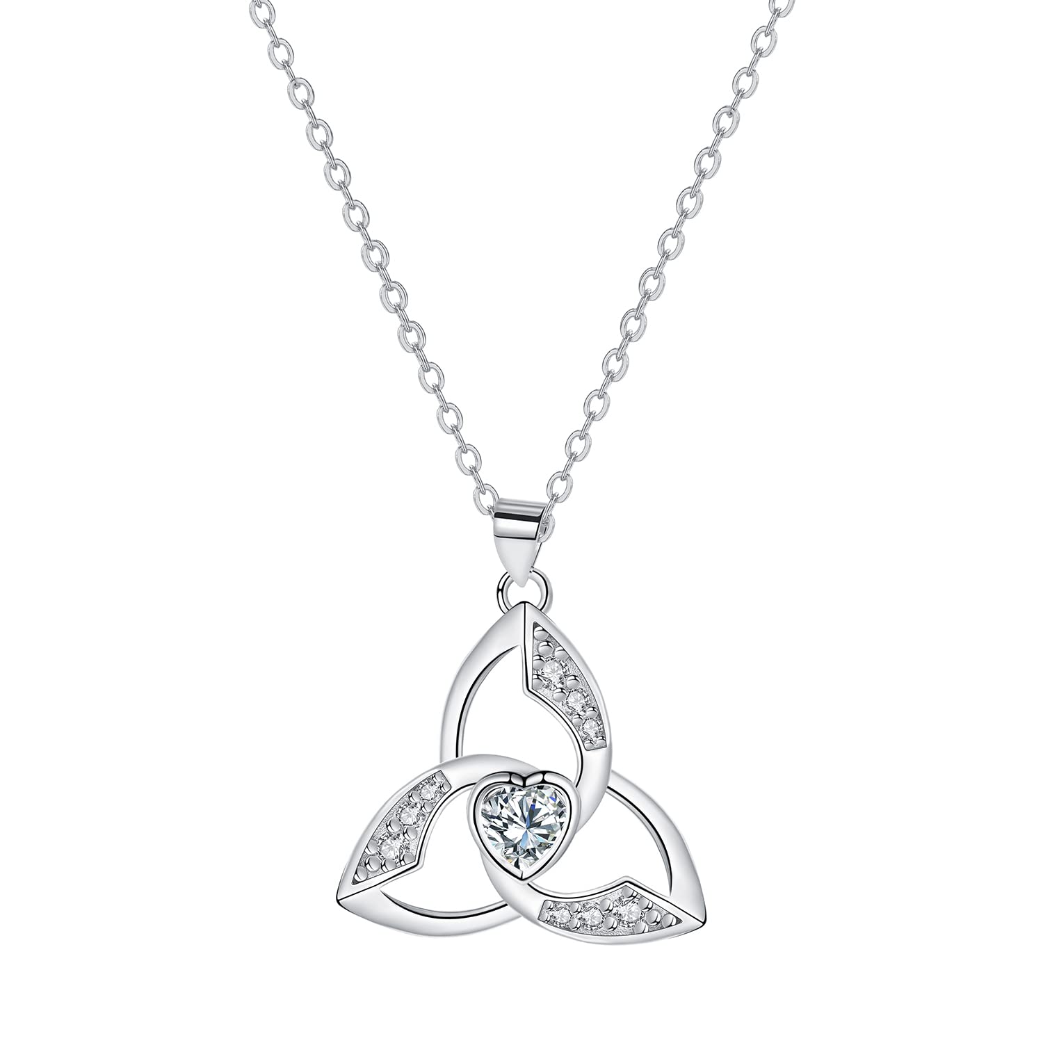 HifeeledCollar Mujer Nudo Celta Plata de Ley 925 Colgante con Cadena Hipoalergénica Ajustable |45cm+5|,Collar Estilo Étnico Regalo Original Mujers Niñas Joyas