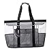 Produktbild OOSAKU Mesh Strandtaschen Tote Shopping Travel Picknick Lebensmittelgeschäft Lagerung Handtaschen mit übergroßen Taschen Reißverschlüsse (XXL, Schwarz-Weiss)