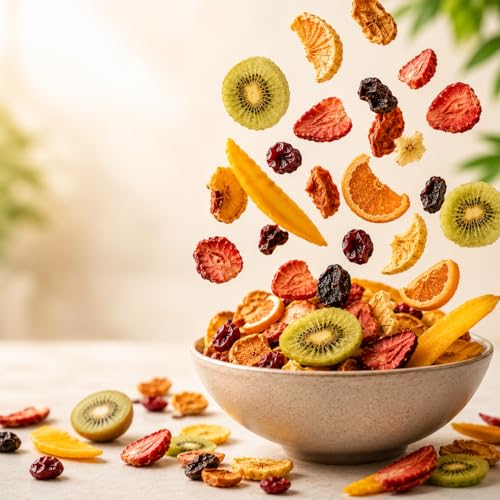 Image of Premium Mixed Dehydrated Fruits Combo - Strawberry, Kiwi, Peach, Plum, Mango, Orange & Pineapple - Vitamin Rich Dried Fruit Snack - Healthy Smart Snacking (Pack of 1)