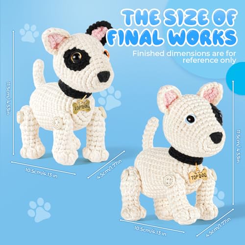 Image of Gipony Crochet Kit for Beginners Animal,Crochet Animal Kits,Crocheting Kit for Starters,Learn to Crochet with Step-by-Step Video Tutorials,Beginner Crochet Kits Adults(2 Pack Bull Terrier)