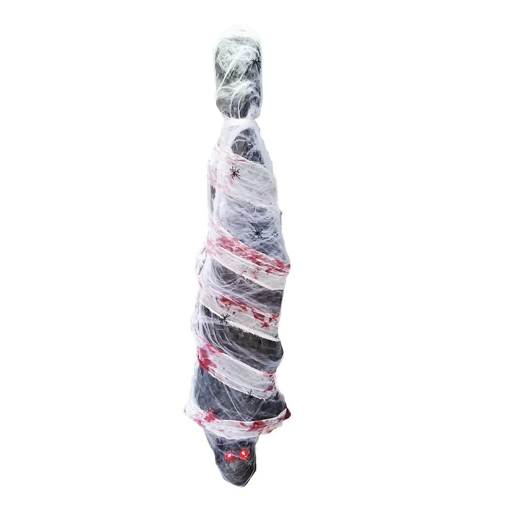 Monwssoe Halloween Decor, Halloween Decorations 72" Hanging Spooky Scary Creepy Mummy Decoration with LED Glowing Eyes and Voice Activated forr Haunted House, Yard, Ceiling