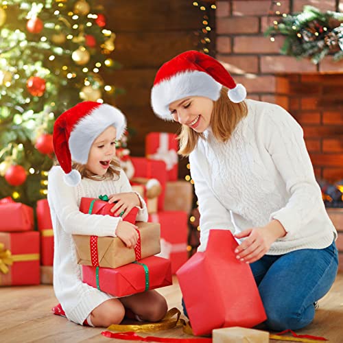 Ogajo Christmas Hat, Santa Hat Holiday Extra Thicken Velvet Red Classic Fur Xmas Hats For Kids For New Year Festival Party Supplies #TOP4