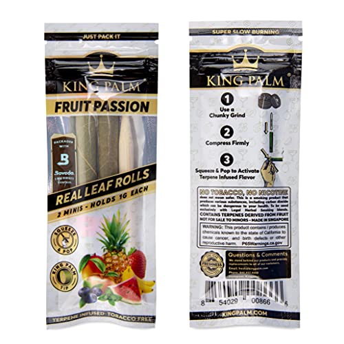 King Palm Flavors Mini Size Cones - 1 Pack, 2 Rolls Terpene Infused - Squeeze & Pop Pre Rolls - Organic Flavored Pre Rolled Cones - King Palm Flavors Cones (Combo Pack - 1 Of Each Flavor) #TOP3