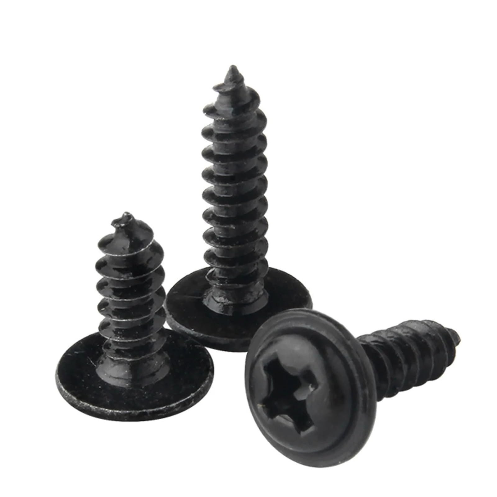 CHATROOM 50/100 Stück M3 M3.5 M4 Kreuzrundkopf Mit Unterlegscheibe Selbstschneidende Schraube Schwarze Kreuzschraube Aus Kohlenstoffstahl(M3 x100pcs,20mm)