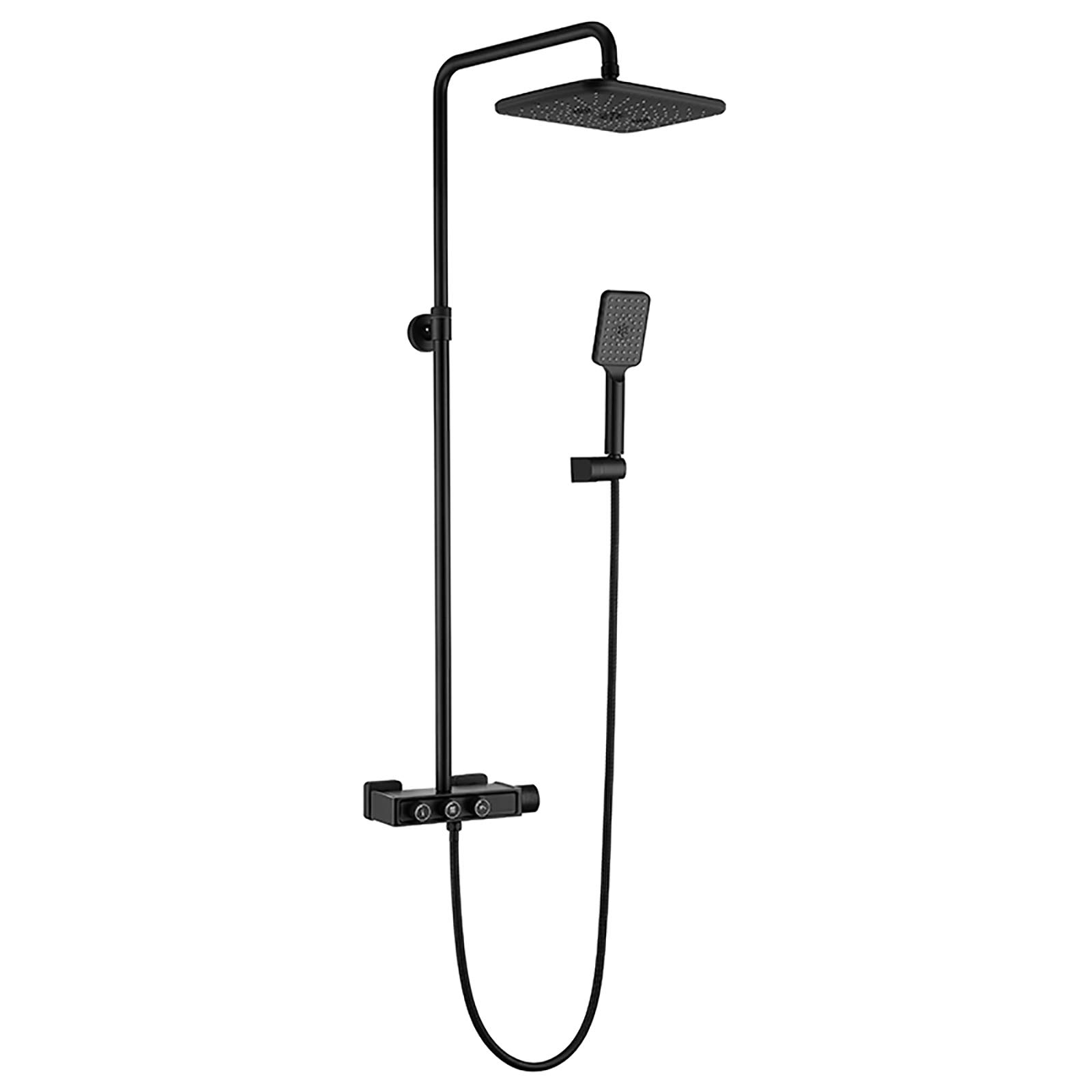 WXPGFEQ Shower System, Shower Faucet Set Brass Shower Combo Set Wall Mounted Modern Rain Mixer Shower With Rainfall Shower Head, Handheld Shower, Tub Faucet,Matte Black,Chrome,Ch,Matte Black
