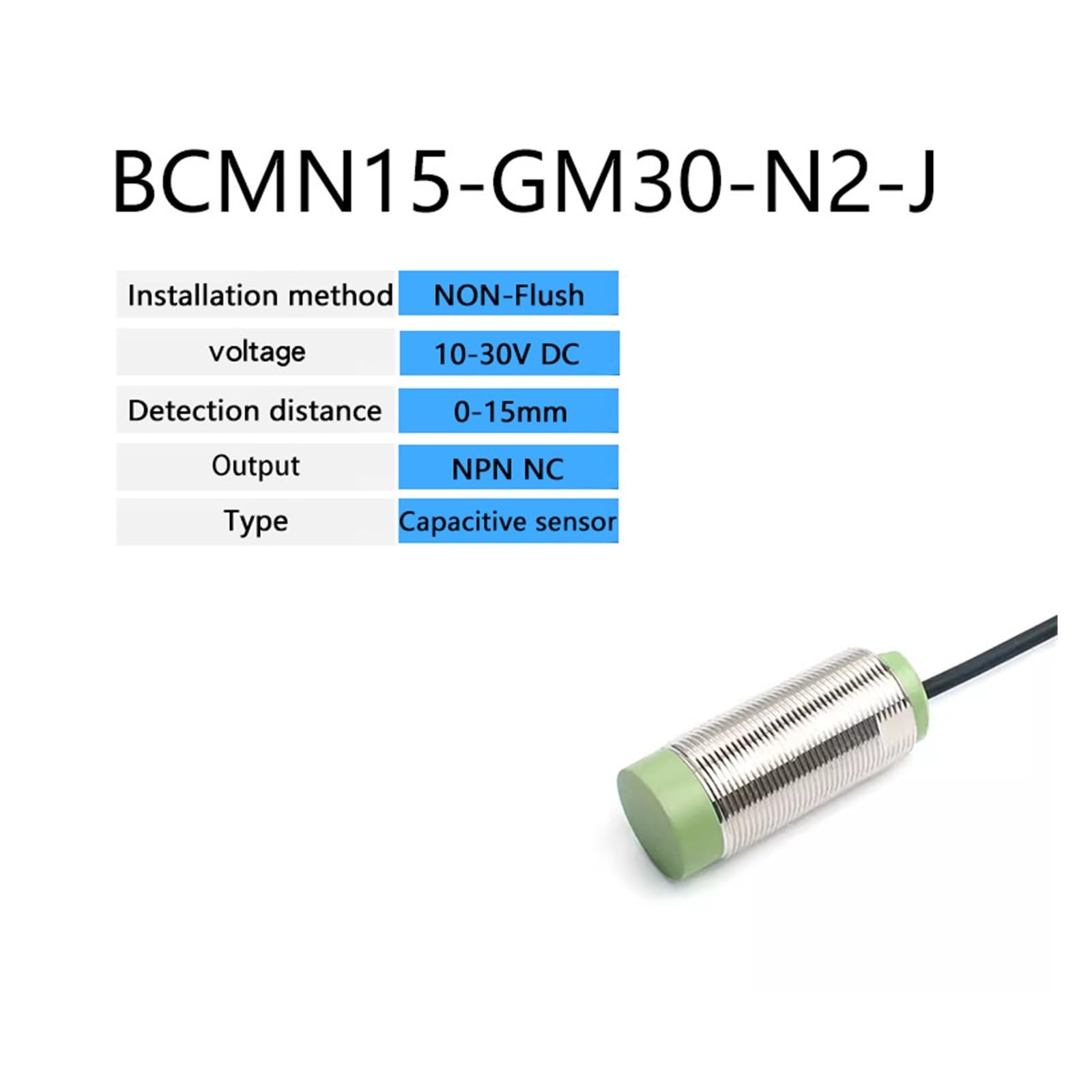 Sensor de proximidad Capacitivo CR30-15DN M30 NPN o PNP 12-24 V CC(Blanc)
