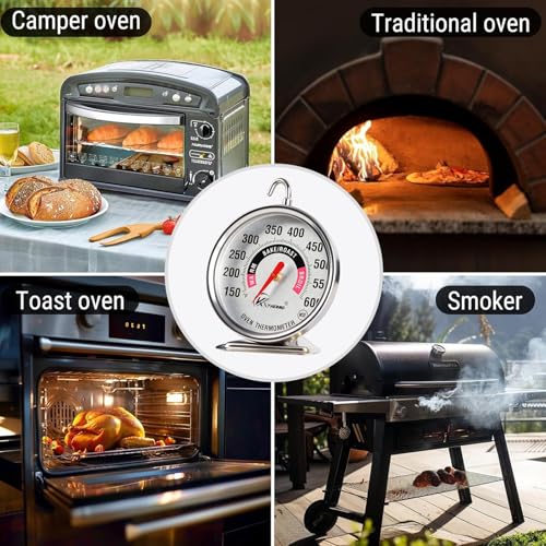 Image of Oven Thermometer 2.75-Inch Large Dial, 150-600F, NSF, Hook & Stand 2‑Pack
