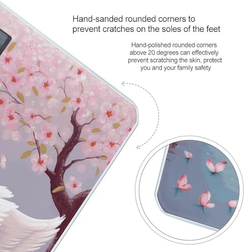 Báscula de Baño Digital con Árbol Floral Rosa y Cisnes Blancos miniatura 4