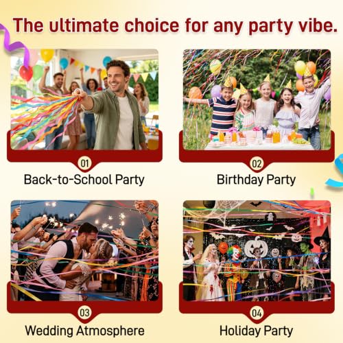 Image of 12Pack Hand throw Streamer Poppers 6 Color Mix No Mess Confetti Poppers，Party Poppers No Mess Streamers Easy to Clean Ideal for Celebrations Birthday and Festival