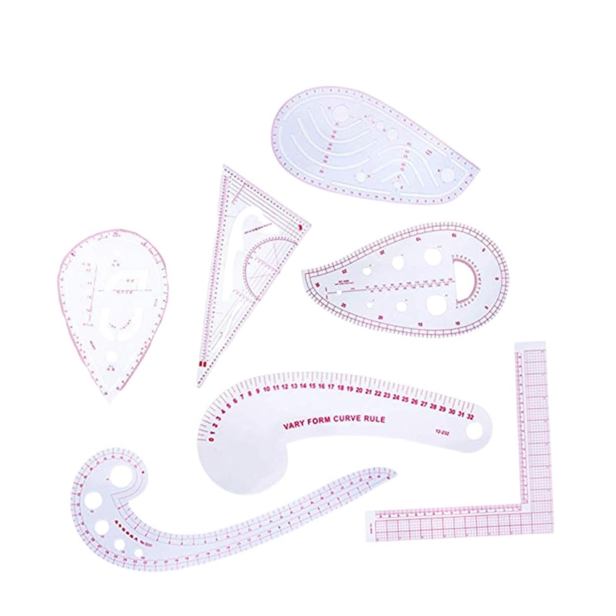 SHINEOFI 7 Piezas Reglas de Corte para Costura Herramientas de Medición Reglas Multifuncionales para Patchwork Acolchado Uso el Hogar Medida para Ropa