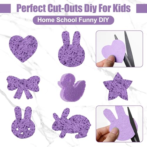 Image of Zhengmy 100 Pieces Sponges Bulk Sponges Kitchen Compressed Sponge Natural Dish Sponge Compressed Wood Pulp Cleaning Without Scratching for Kitchen Bathroom, 3.9 x 2.4 x 0.12 Inch (Purple)