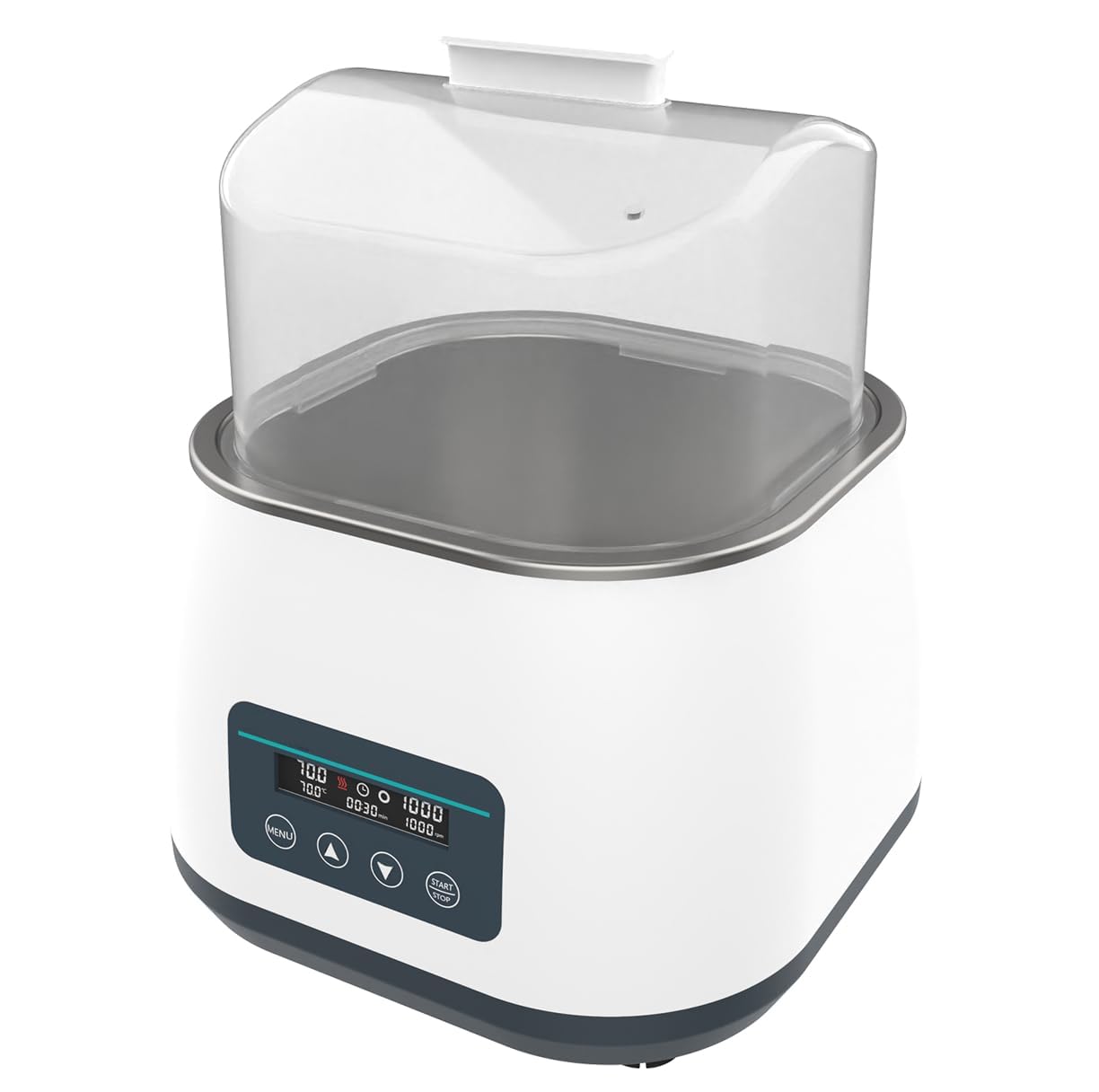 Baño María de Laboratorio con agitador magnético, baño María Calefactor termostático con Pantalla Digital, diseño antisecado de 800 W, con 2 Barras de agitación, 100-1200 RPM, Capacidad para matrace