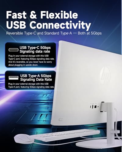 Image of HP All-in-One Desktop Computer - 21.5 inch FHD Anti-Glare Display, Intel Celeron J4025, 32GB RAM 1TB SSD, Wired Mouse & Keyboard, for Students & Business, Wi-Fi 6, Windows 11 Pro, w /Accessories