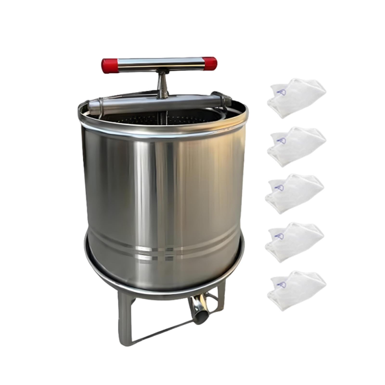 Máquina de prensado de Miel, Accesorios para elaboración de Vino, trituradora Multifuncional, Prensa de Vino de Frutas para vinaza, Jugo, Aceite y, 5 Bolsas de Filtración