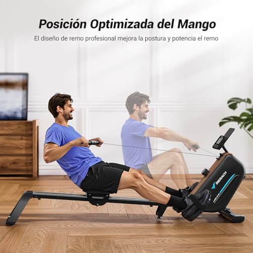 MERACH Máquinas de Remo de Casa, Máquina de Remo Silenciosa con Riel Extendido de 130CM, Potente Máquina de Remo Magnética de 16 Niveles y Capacidad de Carga de 160 kg - Imagen 6