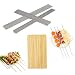 CHENKEE Pinchos Barbacoa, 50 Piezas Acero Inoxidable Brocheta de Barbacoa Reutilizables Palos Metal Kebab Pinchos Madera con 2 Paquetes de 90 Palos de bambú para BBQ Carne Pollo Frutas