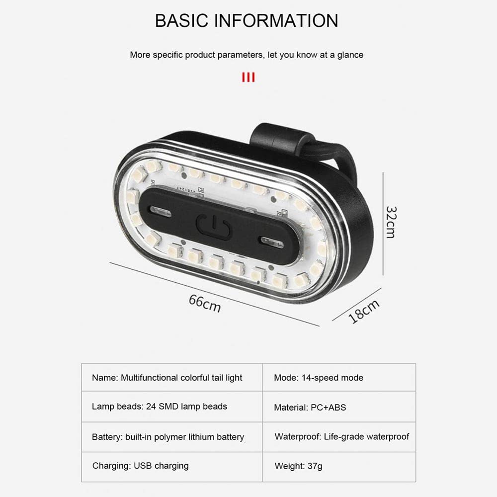 Lampka tylna roweru USB ładowalna wodoodporna o dużej mocy MTB tylna lampa rowerowa plecak światło akcesoria rowerowe, czerwone niebieskie światło