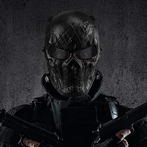 Shijie Máscara completa de caveira Airsoft Paintball da JIESHI para Halloween Cosplay CS Wargame Mil
