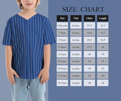 Mowbeat Boys Baseball Jersey Stripe Kids Girls Hip Hop T Shirts Short Sleeve Button Down Sport Jersey Shirt3