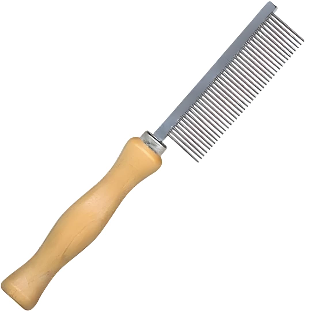 Peigne Anti-Puces avec Manche en Bois – Peigne Fin pour Chien et Chat – Élimine les Puces et les Œufs – Soin du Pelage et Bien-Être de l’Animal (16,7 cm)