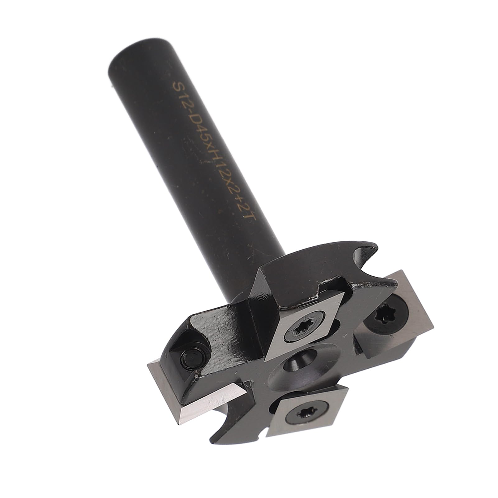 Fresa per Legno Professionale con 4 Lame Indicizzabili e Diametro di Taglio 45mm, Punta per Superficie Spoilboard con Codolo 12mm per Lavorazioni Precise in Falegnameria