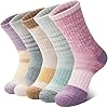 Anlisim Merino Wool Socks for Women Hiking Thermal Warm Winter Boot Work Crew Cushion Ladies Socks 5 Pairs Gift Stocking Stuffers(Light Color Mixed,M)