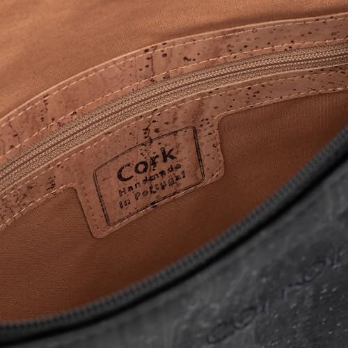 Cork Purse Crossbody Women Handbag from Portugal | Vegan Leather Natural Black Color4