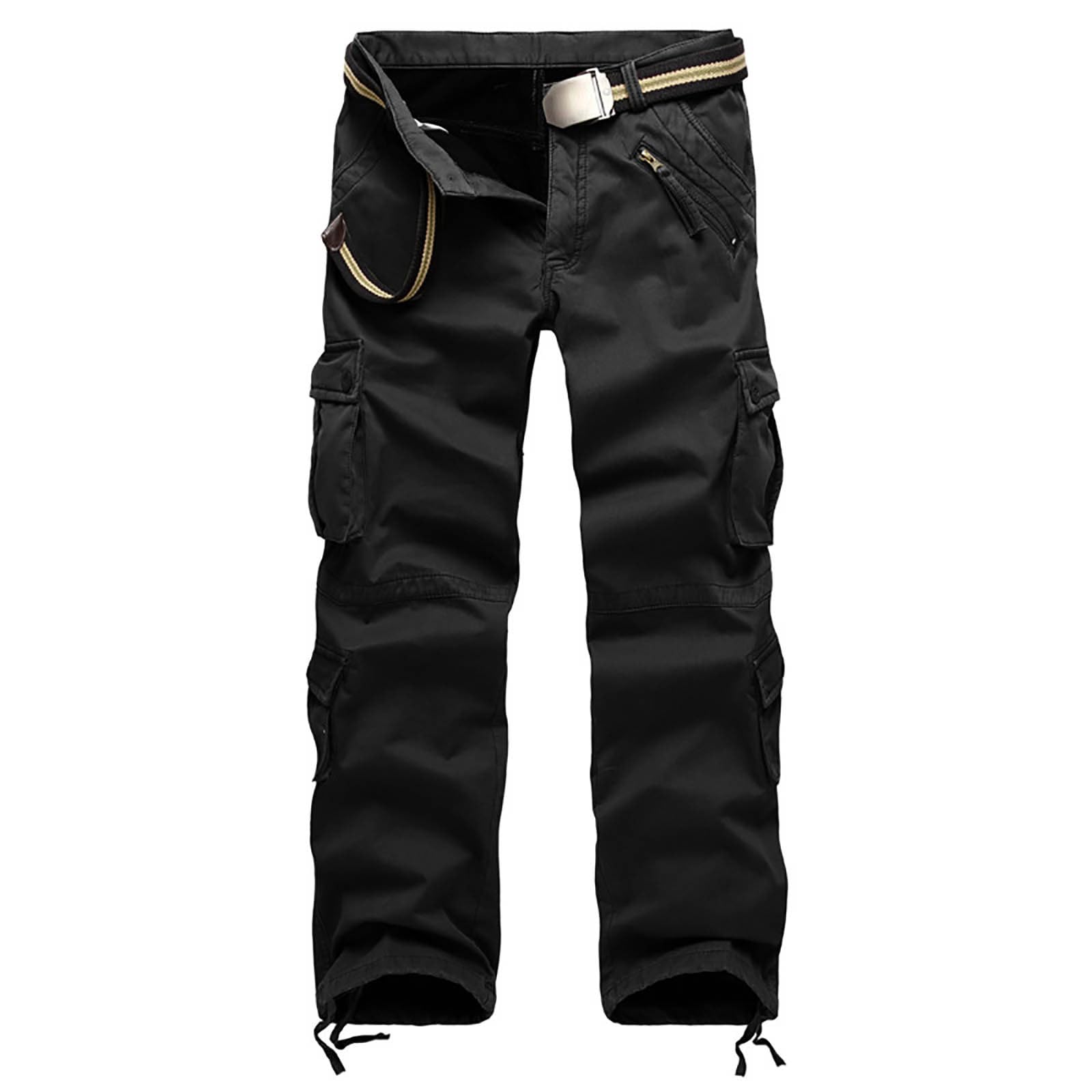 Pantalones de Trabajo Acolchados y Gruesos de Color Puro con Bolsillos Casuales a la Moda para Hombres