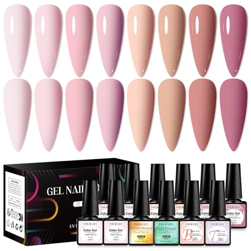 Set de esmaltes en gel Nude Pink 12 piezas miniatura 1