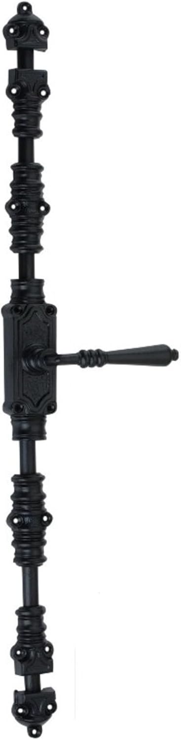 Lever Handle Door Cast Iron Cremone Bolt | Black Powder Coated Hardware for Doors Up to 9 Feet | Durable & Stylish Design for Enhanced Security | Right Hand Configuration