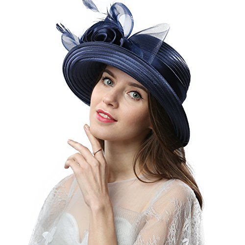 Original One Women's Cloche Bowler Hats KDC1701 for Kentucky Derby Day, Church, Wedding, Tea Party and More Formal Occasion (Royal Blue)