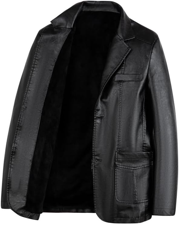 Men's Faux Leather Jacket, Suit Coat Style, Fall/Winter Solid colors