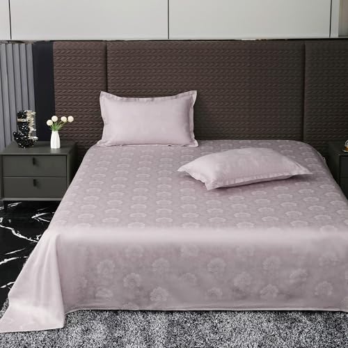 Image of Story@Home Long Staple Premium Cotton Compact Yarn Feel Glace Cotton Flatsheet Floral Printed King Size Double Bed Bedsheet with 2 Pillow Cover (108 inchx108 inch, Lavender) 500TC