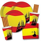 84-teiliges Party-Set Spanien - Teller Becher Servietten Trinkhalme für 20 Personen
