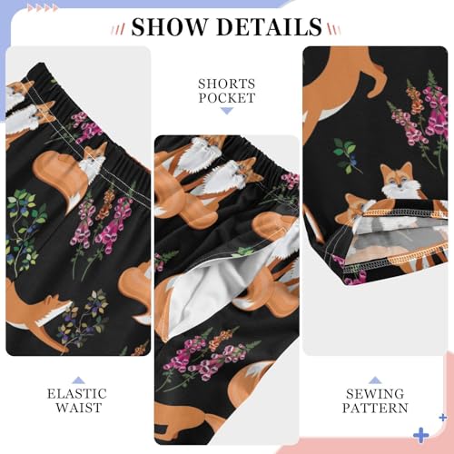 Fox and Flowers Boys Long Pants Soft Trousers Elastic Waist Kids Lounge Bottoms with Pockets S-XL4