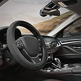 CAR AND DRIVER Steering Wheel Cover Sports Style Durable EVA Material for Cars Trucks Vans SUVs (Black /Black 3D Honeycomb Fabric) ( Size 14.5 - 15.5 Inch)