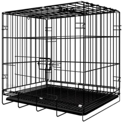 Image of Berlin's Large Dog Cage, Foldable Portable Crate, Double Door with Latches, Removable Tray,(24x17x18inch) (Black, 24 Inch)