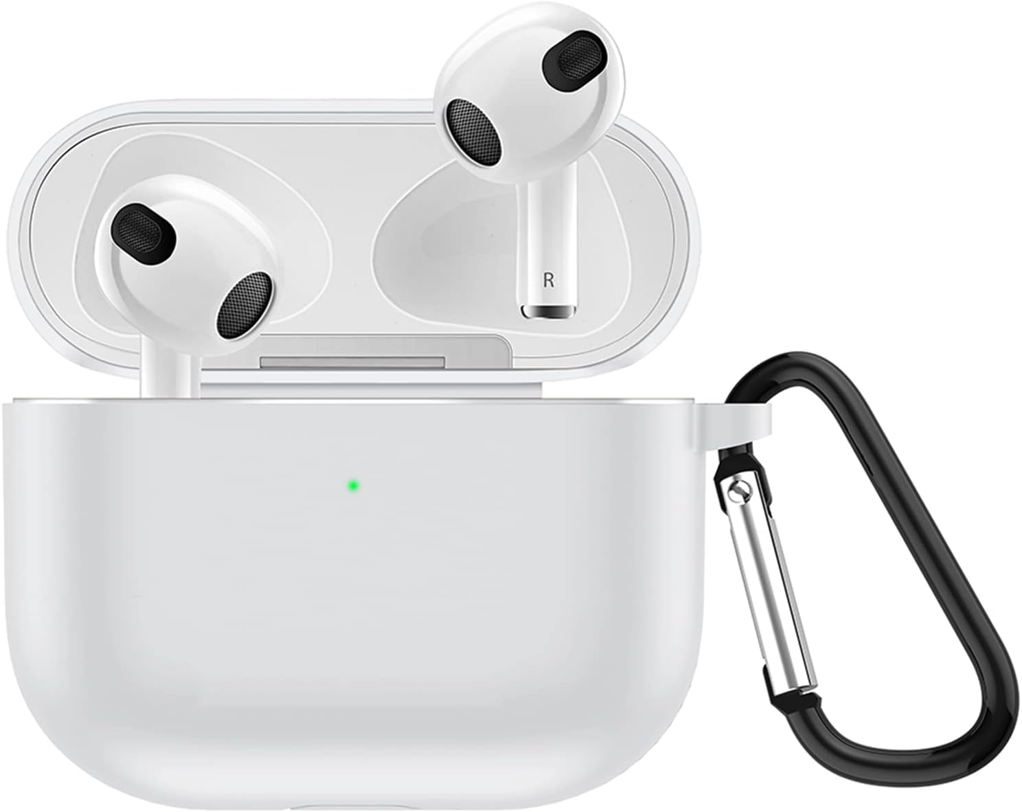 Case Compatible for Airpods 3 2021 3rd Generation Case Cover for Women Men Premium Skin Silicone Full Protective Case Cover for Airpod 3 Gen with Keychain, White