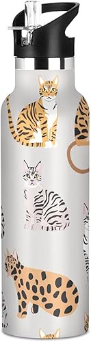 Miniatura 25 de Sweet Russian Blue Cats - Botellas de agua con aislamiento al vacío de doble pared blanca con pajitas a prueba de fugas, sin BPA, a prueba de fugas,