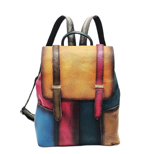 Backpack Women Travel Bag Leather Daypack Retro Outdoor Backpack, Multicolor, One Size