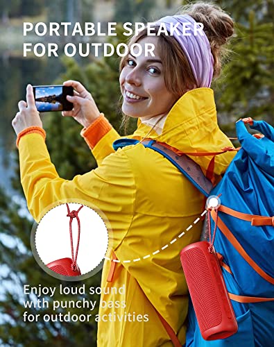 Image of SOWO Portable Bluetooth Speaker, Waterproof IPX7, 25W Loud Wirelss Speaker | Big Audio and Punchy Bass, LED Light with TWS Pairing, 16H Playtime, Outdoor for Party, Beach, Travel, Girls Gifts - Red